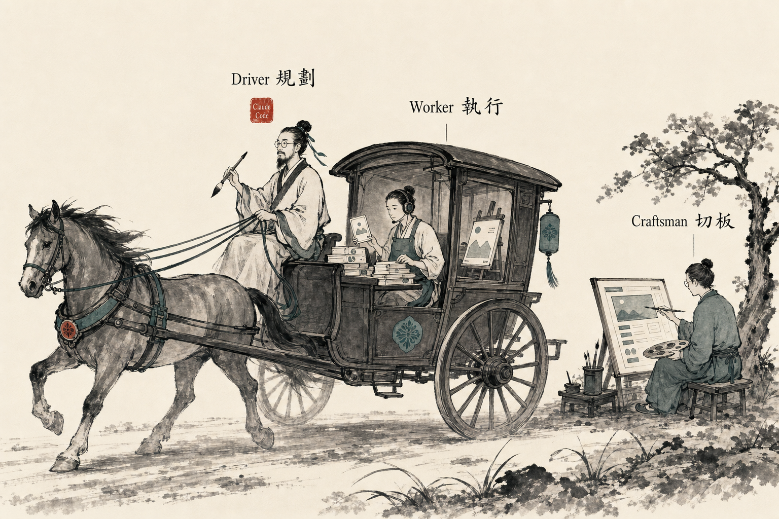 Driver / Worker / Craftsman——Claude Code 駕、Codex 執行、Antigravity 切板