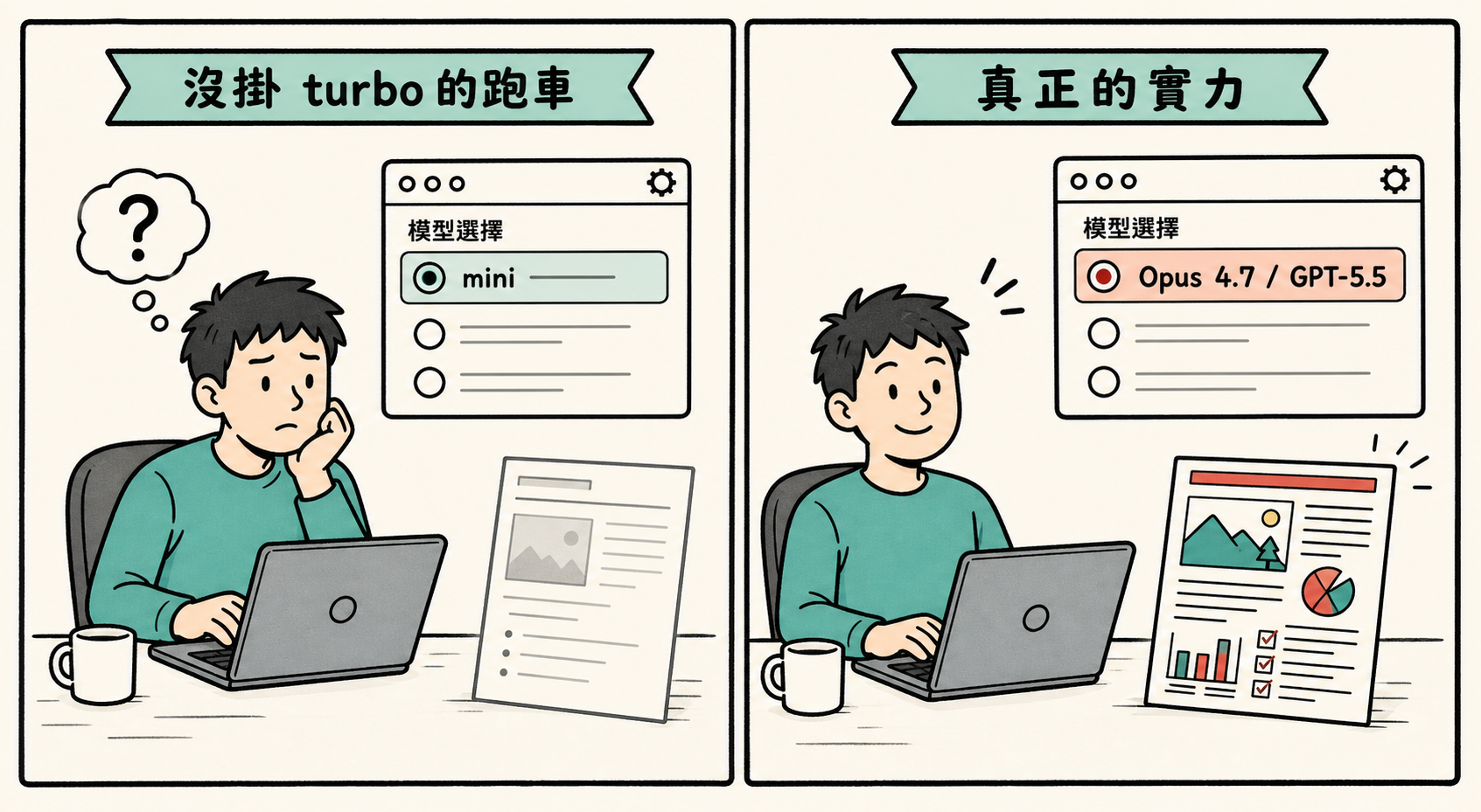 模型一定要挑對：沒掛 turbo 的跑車 vs 真正實力
