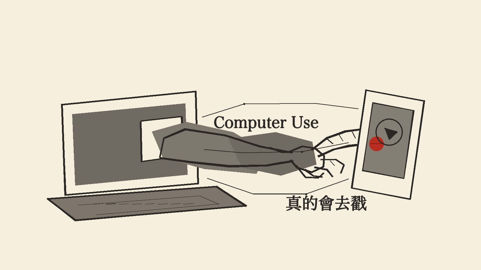 Computer Use：一隻手從筆電伸出來，真的去戳另一支手機