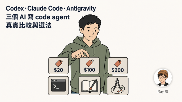 Codex、Claude Code、Antigravity——三個 AI 寫 code agent 的真實比較與選法（含預算分檔建議）