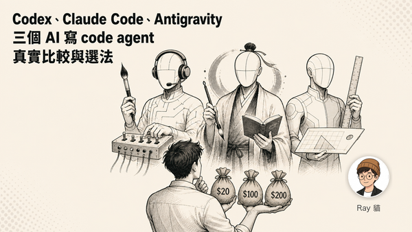 Codex、Claude Code、Antigravity——三個 AI 寫 code agent 的真實比較與選法（含預算分檔建議）